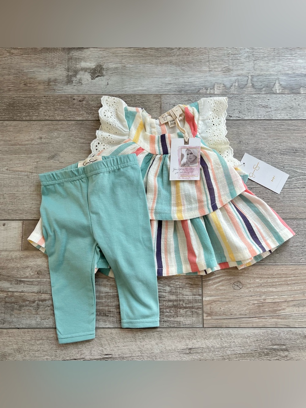 NWT Jessica Simpson Girls Striped Tiered Tunic Set Size 0/3 Months